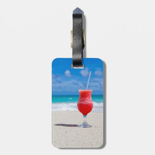 Drink op het strand bagagelabel (Achterkant verticaal)