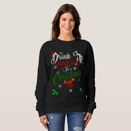 Drink op kerst met Design voor wijn Trui (Voorkant volledig)