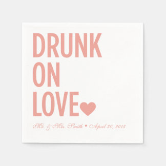 Drink op Love Wedding Napkins Coral Servet