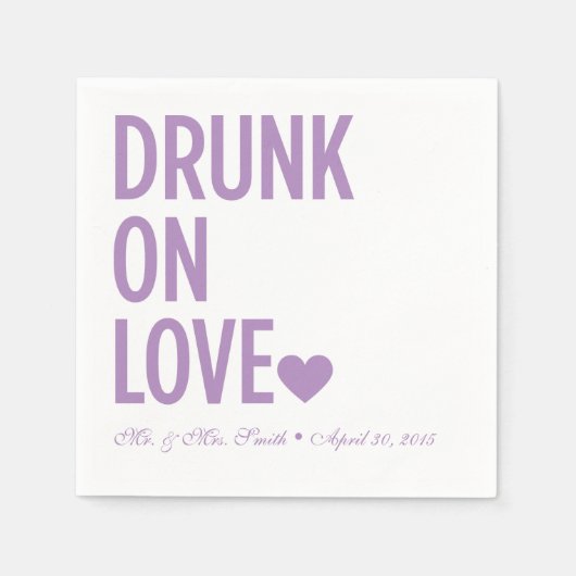 Drink op Love Wedding Napkins Lavendel Servet (Voorkant)