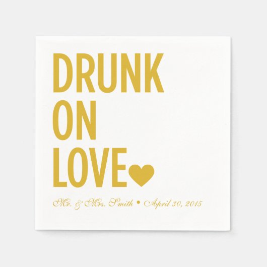 Drink op Love Wedding Napkins Mustard Servetten (Voorkant)