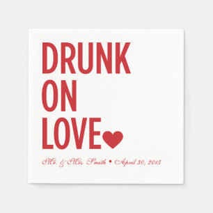 Drink op Love Wedding Napkins Rood Servetten