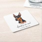 Drink op mij! Dobermann Hond Huisdier Bruiloft Kartonnen Onderzetters (Schuin)