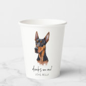 Drink op mij! Dobermann Hond Huisdier Bruiloft Papieren Bekers (Voorkant)