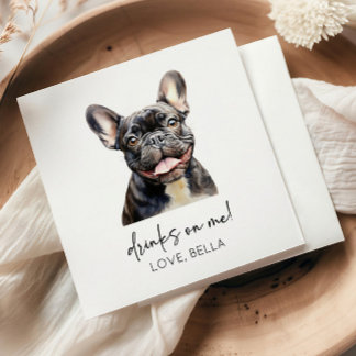 Drink op mij! Franse Bulldog hond huisdier bruilof Servet