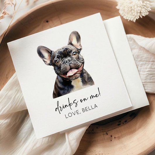 Drink op mij! Franse Bulldog hond huisdier bruilof Servet