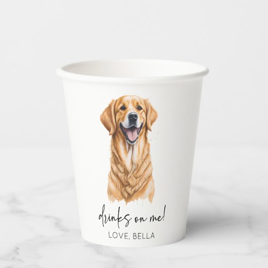 Drink op mij! Golden Retriever Hond Huisdier Bruil Papieren Bekers (Voorkant)