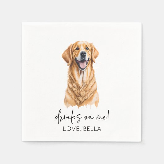 Drink op mij! Golden Retriever Hond Huisdier Bruil Servet (Voorkant)
