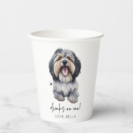 Drink op mij! Havanese Hond Bruiloft Papieren Bekers (Voorkant)