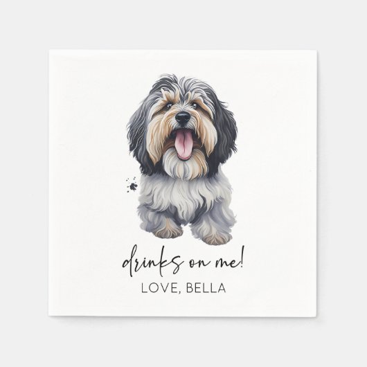 Drink op mij! Havanese Hond Bruiloft Servet (Voorkant)