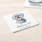 Drink op mij! Maltese hond huisdier bruiloft Kartonnen Onderzetters (Schuin)