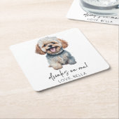Drink op mij! Maltipoo hond bruiloft Kartonnen Onderzetters (Schuin)