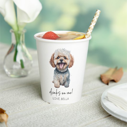 Drink op mij! Maltipoo hond bruiloft Papieren Bekers (Insitu)