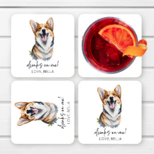 Drink op mij! Pembroke Welsh Corgi Dog Pet Wedding Kartonnen Onderzetters