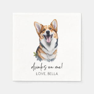 Drink op mij! Pembroke Welsh Corgi Dog Pet Wedding Servet