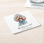 Drink op mij! poedel hond huisdier bruiloft kartonnen onderzetters (Schuin)