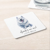 Drink op mij! Samoyed Hond Pet Bruiloft Kartonnen Onderzetters (Schuin)