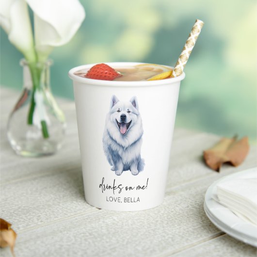 Drink op mij! Samoyed Hond Pet Bruiloft Papieren Bekers (Insitu)