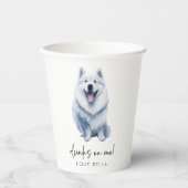 Drink op mij! Samoyed Hond Pet Bruiloft Papieren Bekers (Voorkant)