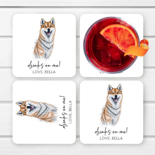 Drink op mij! Shiba Inu Hond Huisdier Bruiloft Kartonnen Onderzetters