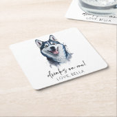 Drink op mij! Siberische Husky Hond Pet Bruiloft Kartonnen Onderzetters (Schuin)