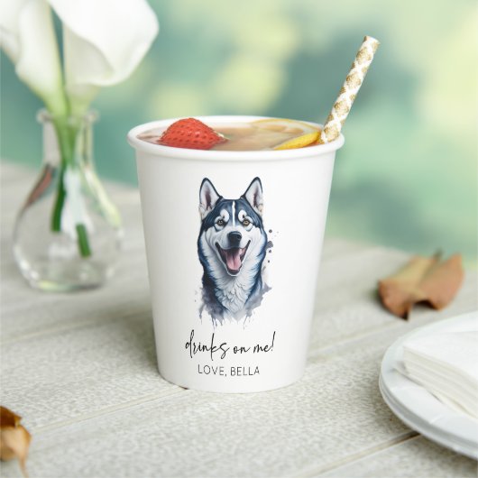 Drink op mij! Siberische Husky Hond Pet Bruiloft Papieren Bekers (Insitu)