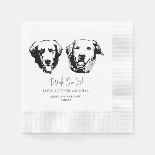 Drink op ons huisdieren aangepaste hand tekening b servet (Voorkant)