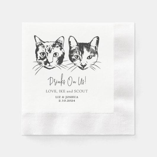 Drink op ons huisdieren aangepaste hand tekening b servet (Voorkant)