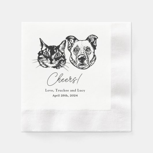 Drink op ons huisdieren aangepaste hand tekening b servet (Voorkant)