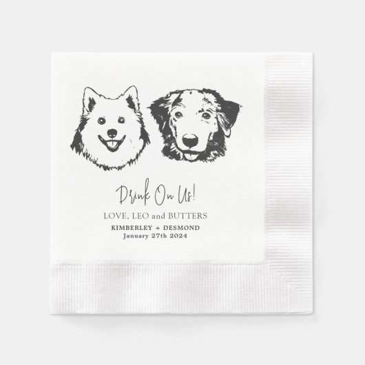 Drink op ons huisdieren aangepaste hand tekening b servet (Voorkant)