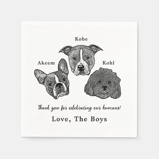 Drink op ons huisdieren aangepaste hand tekening b servet (Voorkant)