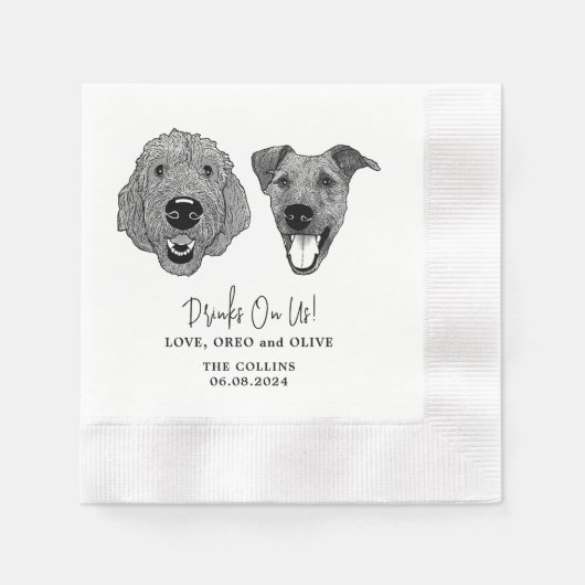 Drink op ons huisdieren aangepaste hand tekening b servet (Voorkant)