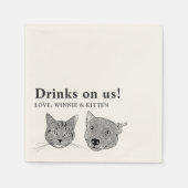 Drink op ons huisdieren aangepaste hand tekening b servet (Voorkant)
