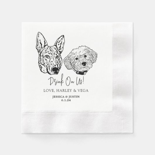 Drink op ons huisdieren aangepaste hand tekening b servet (Voorkant)