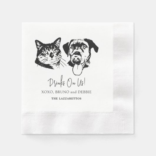 Drink op ons huisdieren aangepaste hand tekening b servet (Voorkant)