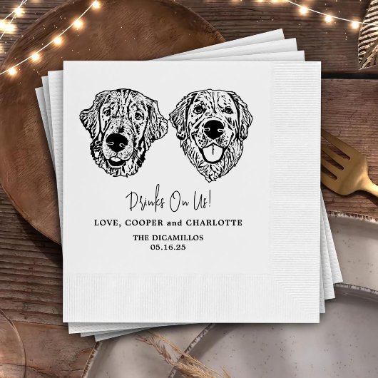 Drink op ons huisdieren aangepaste hand tekening b servet