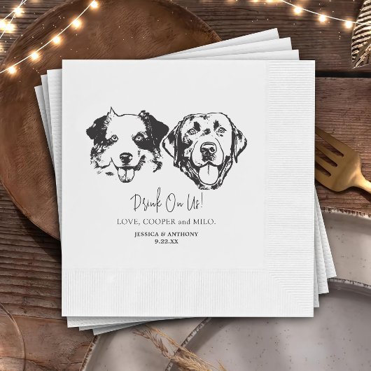 Drink op ons huisdieren aangepaste hand tekening b servet