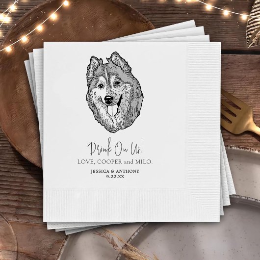 Drink op ons huisdieren aangepaste hand tekening b servet