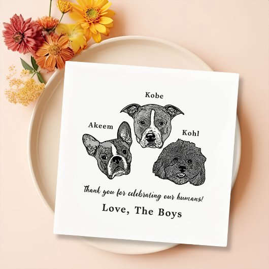 Drink op ons huisdieren aangepaste hand tekening b servet