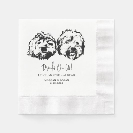 Drink op ons huisdieren aangepaste hand tekening b servet (Voorkant)