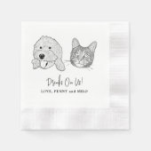 Drink op ons huisdieren aangepaste hand tekening b servet (Voorkant)