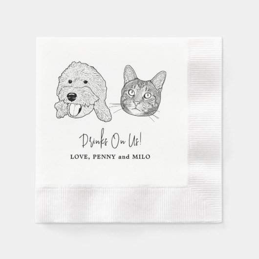 Drink op ons huisdieren aangepaste hand tekening b servet (Voorkant)