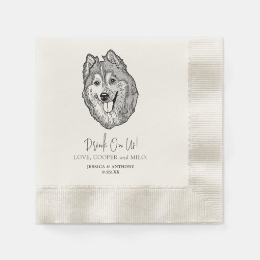 Drink op ons huisdieren aangepaste hand tekening b servet (Voorkant)
