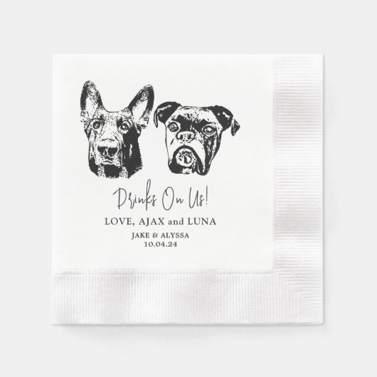 Drink op ons huisdieren aangepaste handtekening br servet (Voorkant)
