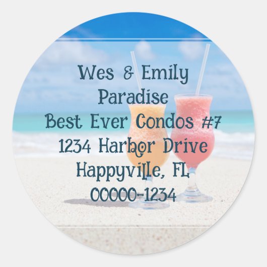 Drink op Strand Retouradresstickers Ronde Sticker (Voorkant)