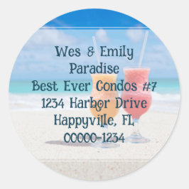 Drink op Strand Retouradresstickers Ronde Sticker