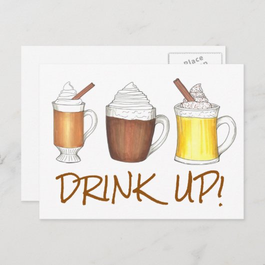 Drink op warme eieren Nog Coa Rum kerstfeestdag Feestdagenkaart (Voorkant / Achterkant)