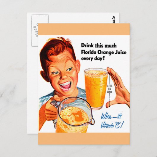 DRINK ORANJE briefkaart JUICE (Voorkant / Achterkant)