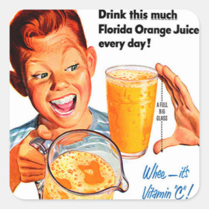 DRINK ORANJE JUICE-sticker Vierkante Sticker