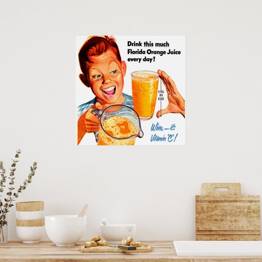 DRINK ORANJE poster JUICE (Keuken)